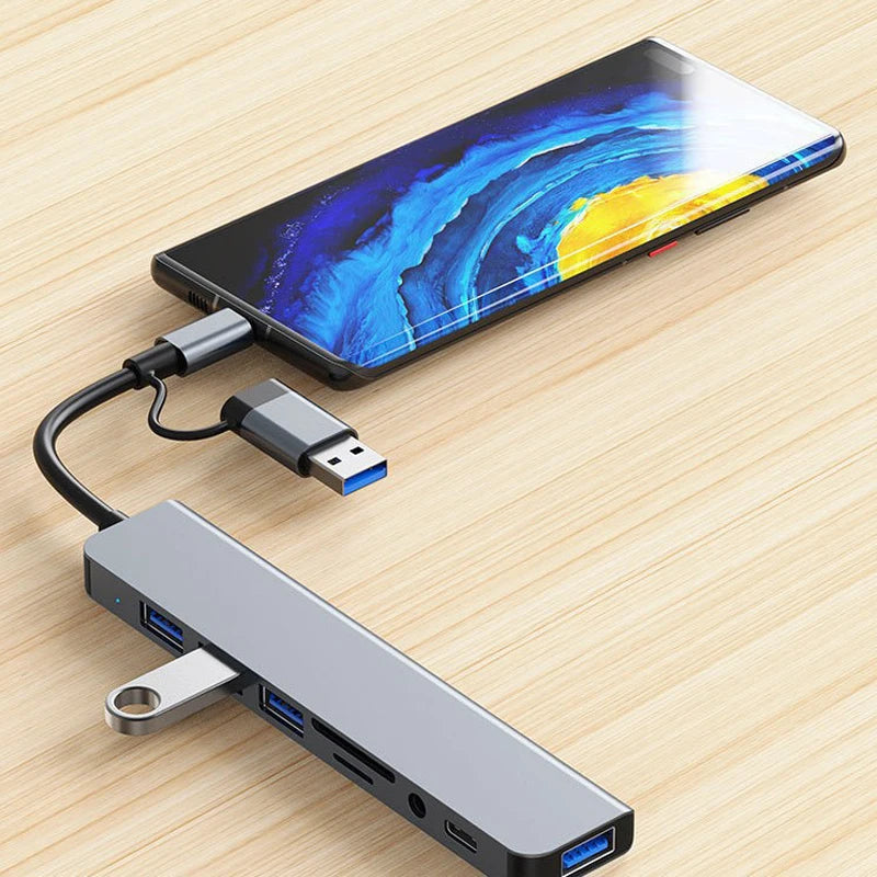 USB C Hub with Card Reader USB 3.0 and 3.5mm Audio Adapter