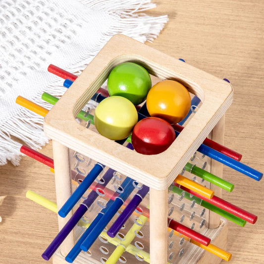 Wooden Stick Board Game for Kids with 4-Sided Cylinder Challenge