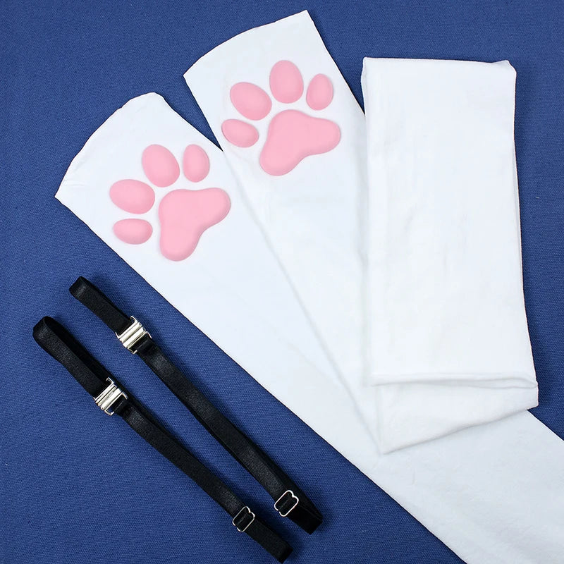 Over the Knee Socks Women's Stretch Cat Paw Thigh High Socks