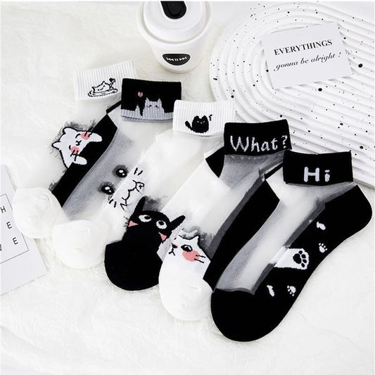 Women’s Casual Socks Animal Print Short Breathable 5-Pair Set