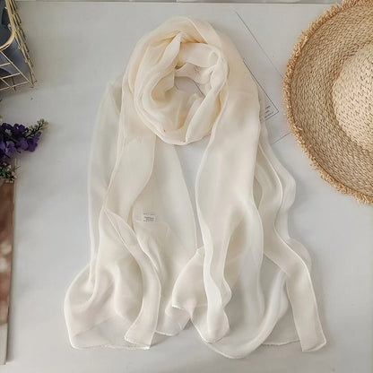 Chiffon Scarf for Women, Long Solid Color Summer Shawl