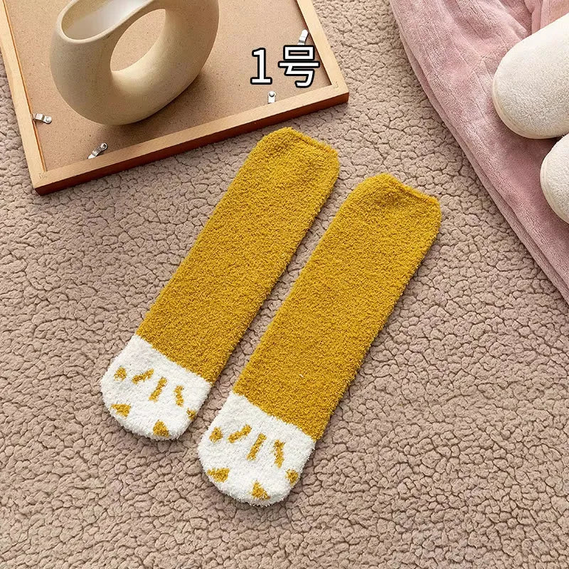 Women's Winter Socks Coral Velvet Warm Fuzzy Floor Socks 2-Pair