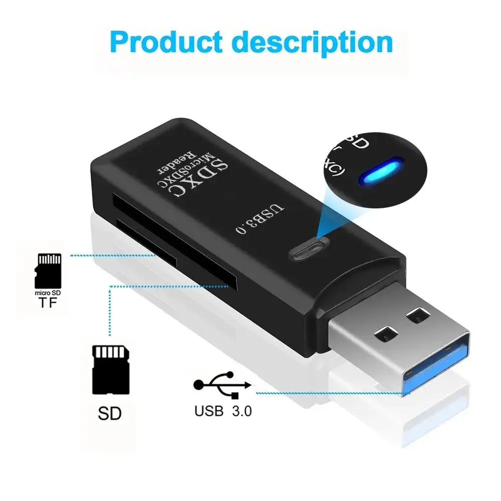 USB 3.0 Card Reader for SD and Micro SD TF Memory Cards