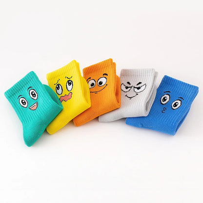 Kids' Socks Funny Face Pattern Comfortable Unisex 5-Pair Set