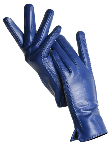 Women's Leather Winter Gloves, Sheepskin Touch Screen Driving