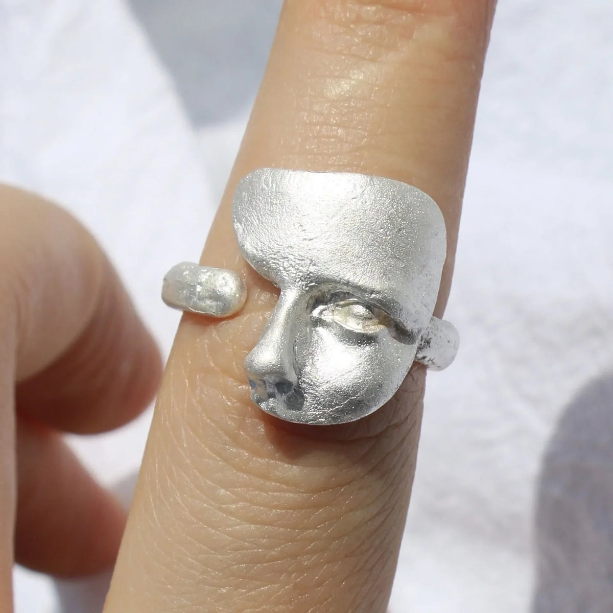 Gothic Face Ring – Adjustable Masked Face Open Ring