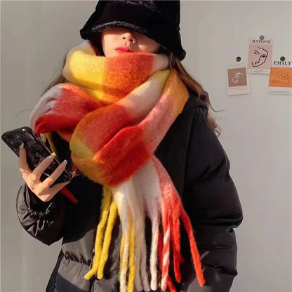 Pashmina Scarf for Women, Warm Plaid Winter Shawl Wrap