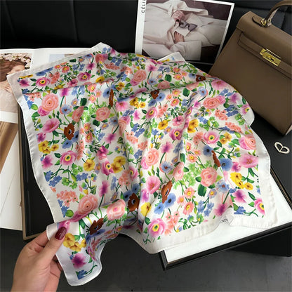 Women's Square Scarf, 70×70cm Printed Satin-Style Headscarf