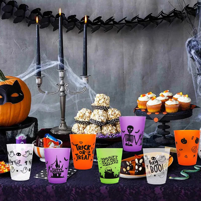 Halloween Drinking Cups, Skull Plastic Party Cups for Halloween