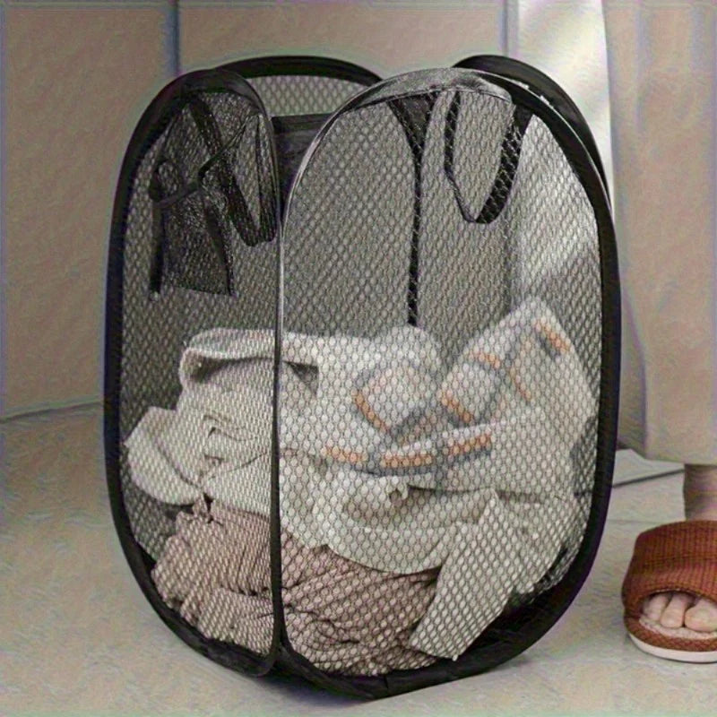 Collapsible Laundry Basket – Portable Mesh Clothes Hamper