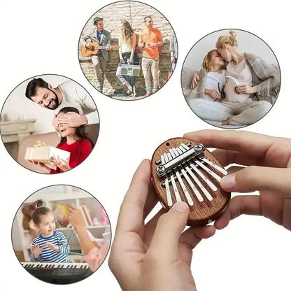 Mini Kalimba 8 Key Wooden Thumb Piano with Pendant Chain