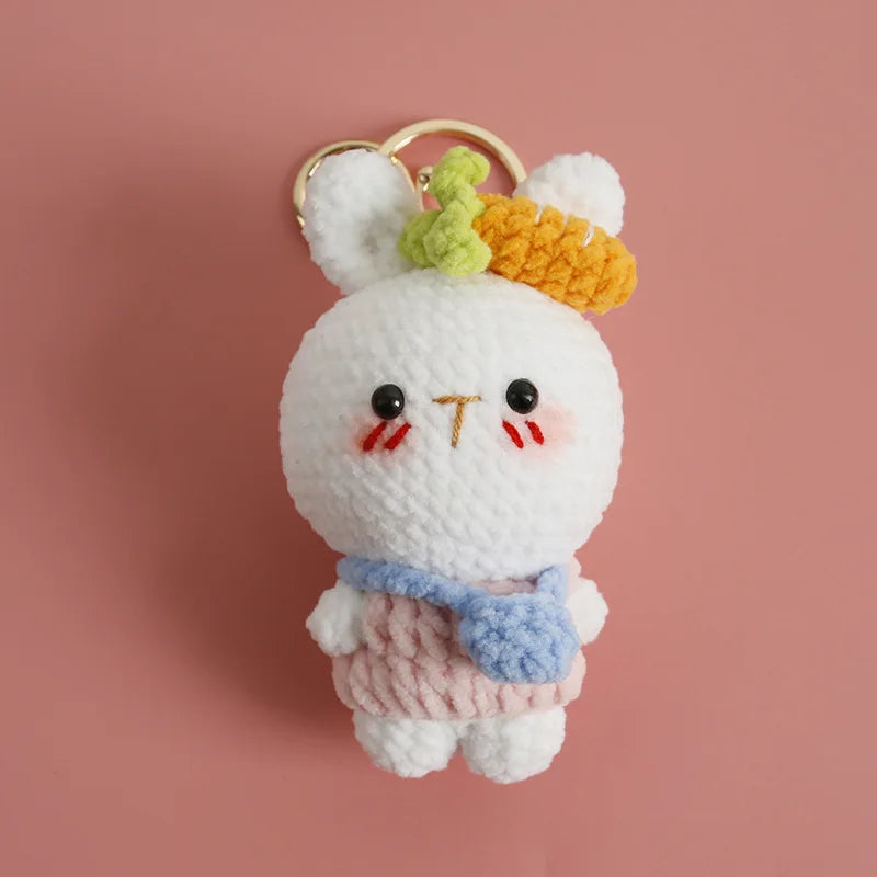 Rabbit Keychain Cute Crochet Animal Keyring for Bags and Gifts