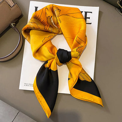 Women's Square Scarf, 70×70cm Printed Satin-Style Headscarf