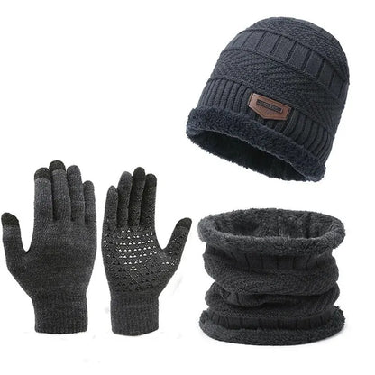 Men's Winter Hat Scarf Gloves Set – Warm Knit Accessories