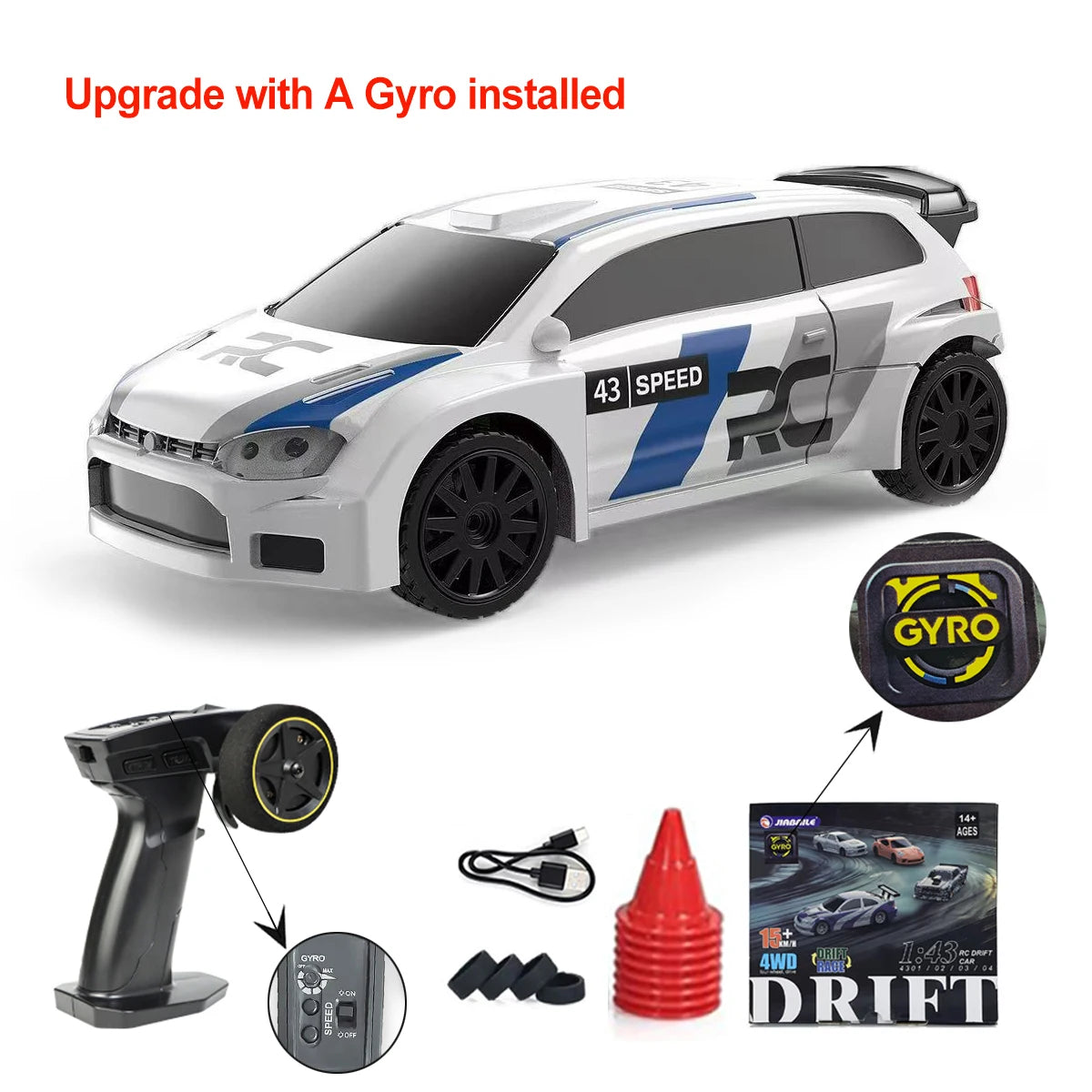 RC Drift Car 1:43 Scale 4WD Remote Control Racing Car RTR