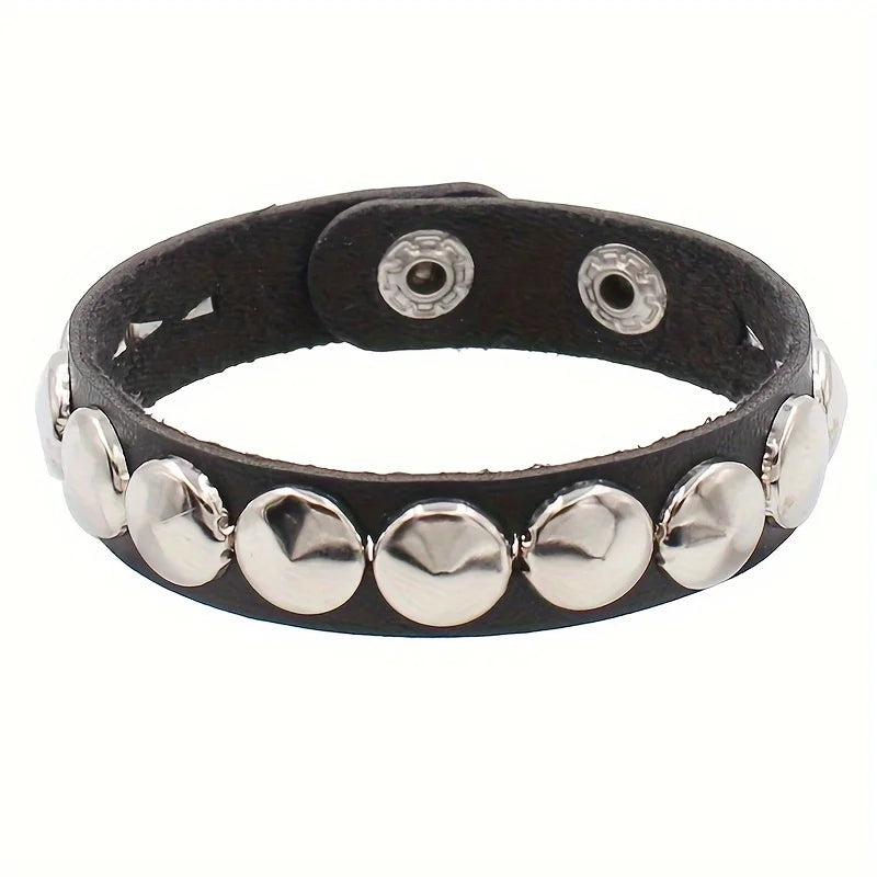 Gothic Punk Bracelet, Multi Chain Leather Bracelet for Halloween