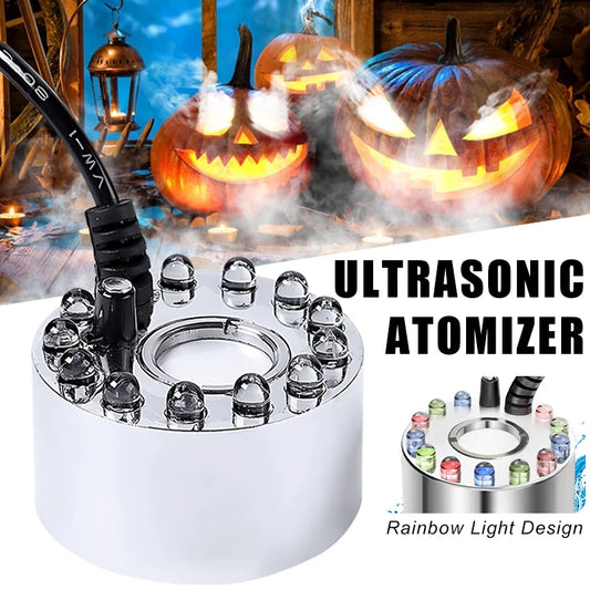 Mini Halloween Fog Machine with 12 LED Lights for Ponds
