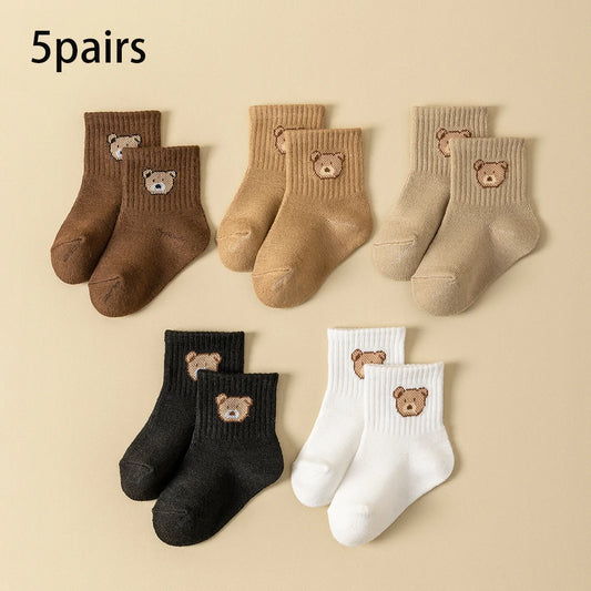 Baby Socks 5/10 Pairs, Soft Breathable Toddler Bear Pattern