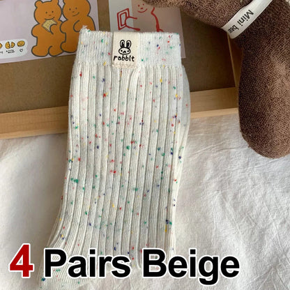 Women's Mid Calf Socks, Breathable Casual Socks 4 Pairs