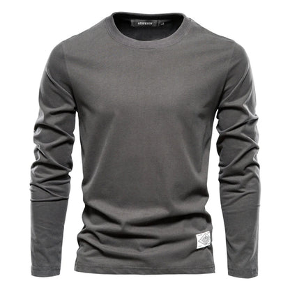 Men's Long Sleeve T-Shirt 100% Cotton Casual O-Neck Top