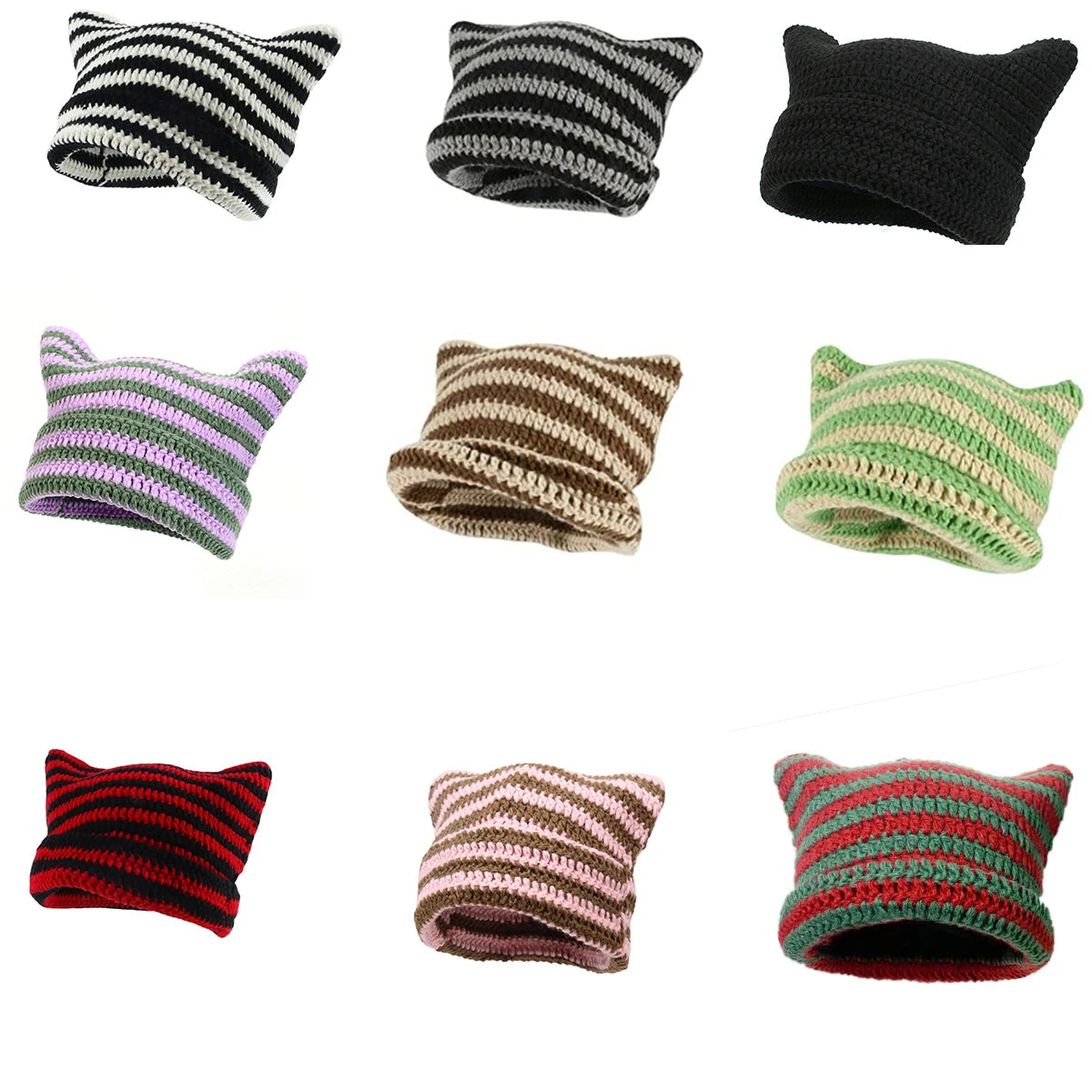 Women's Cat Ear Beanie Warm Knit Winter Hat 56-60cm