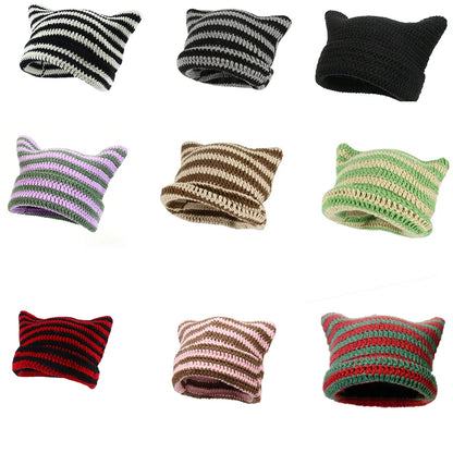 Women's Cat Ear Beanie Warm Knit Winter Hat 56-60cm