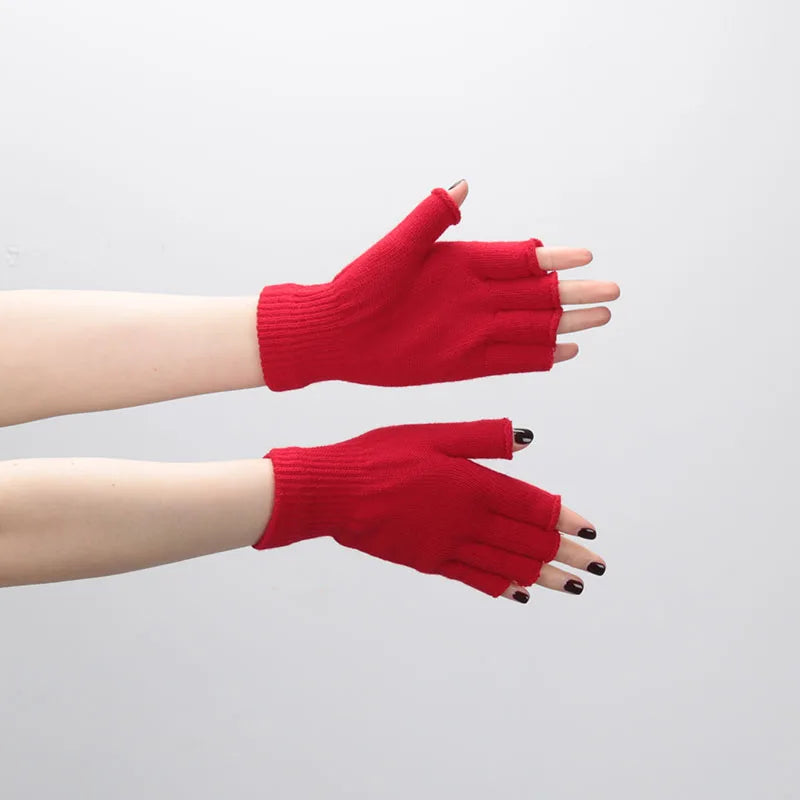 Fingerless Gloves Short Knit Wrist Warm Winter Gloves