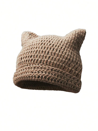 Women's Cat Ear Beanie Warm Knit Winter Hat 56-60cm