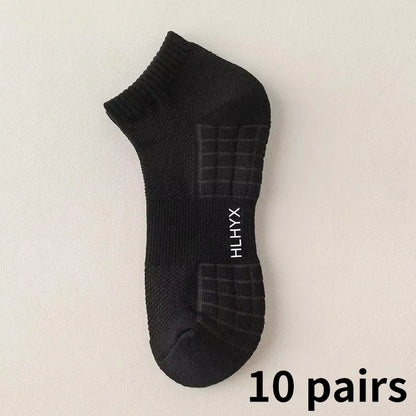 Men's Cotton Sports Socks Thick Cushioned Basketball 10-Pair