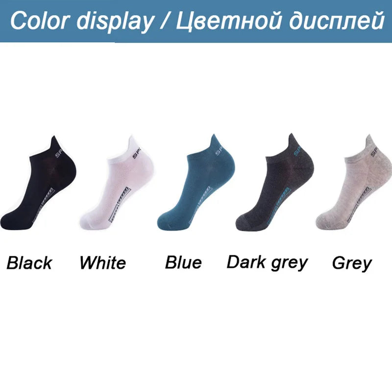 Men's Ankle Socks Breathable Mesh Summer Sports Socks 5-Pair