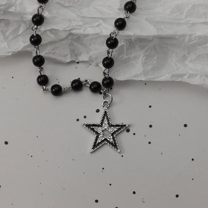 Gothic Pendant Necklace, Y2K Beaded Heart Design for Unisex Style