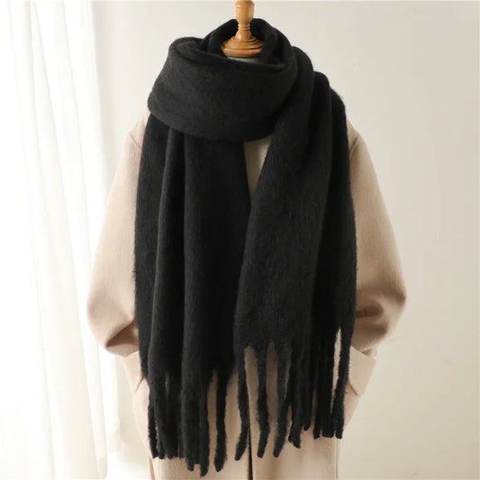 Women's Winter Scarf Warm Pashmina Blanket Wrap with Tassels
