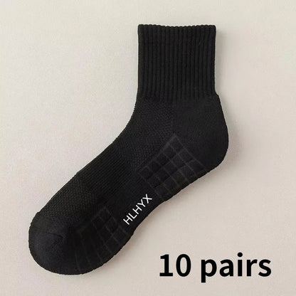 Men's Cotton Sports Socks Thick Cushioned Basketball 10-Pair