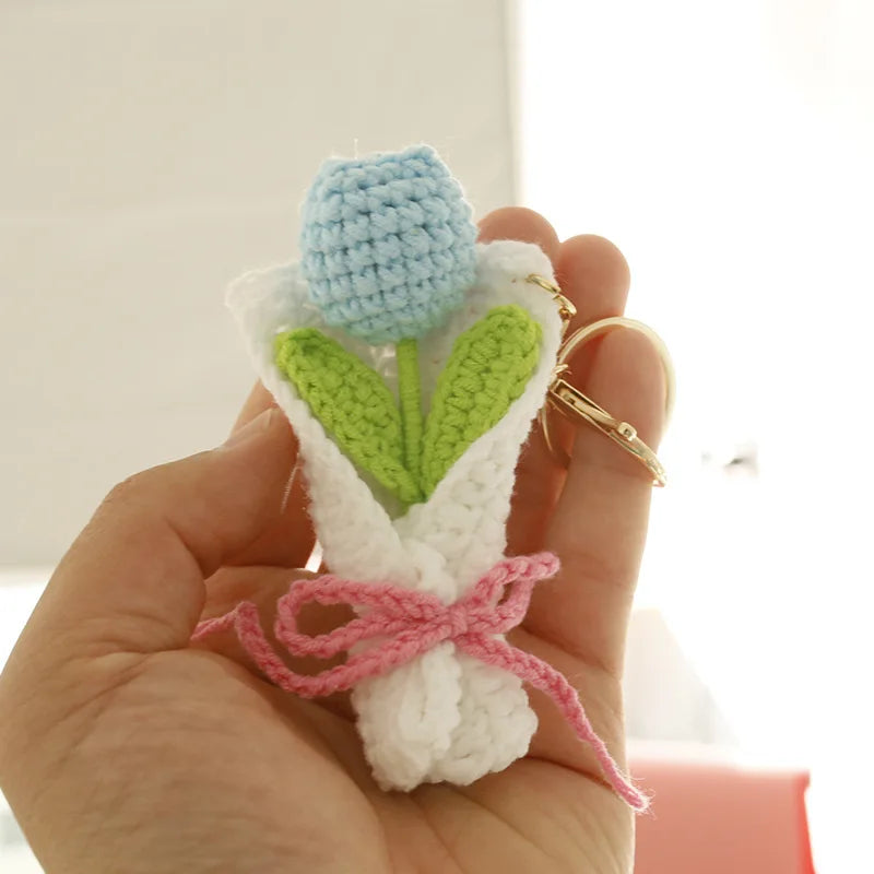 Flower Keychain Cute Crochet Floral Keyring for Bags and Gifts