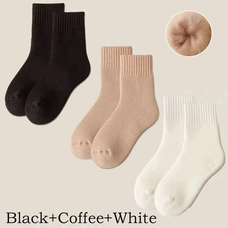 Women's Winter Socks Thick Wool Cashmere Warm 3-Pack