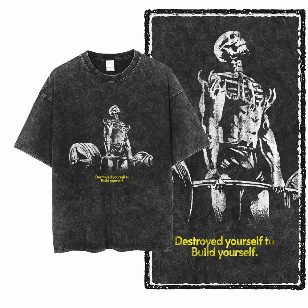 Men’s Graphic T-Shirt Acid Washed Cotton Streetwear