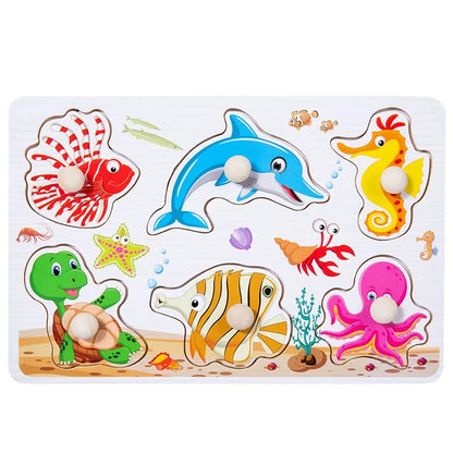 Wooden Montessori Puzzle for Toddlers – Educational Shape Matching Toy