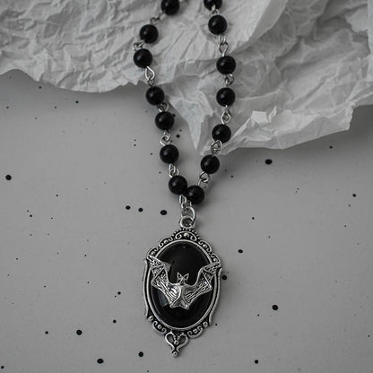 Gothic Pendant Necklace, Y2K Beaded Heart Design for Unisex Style