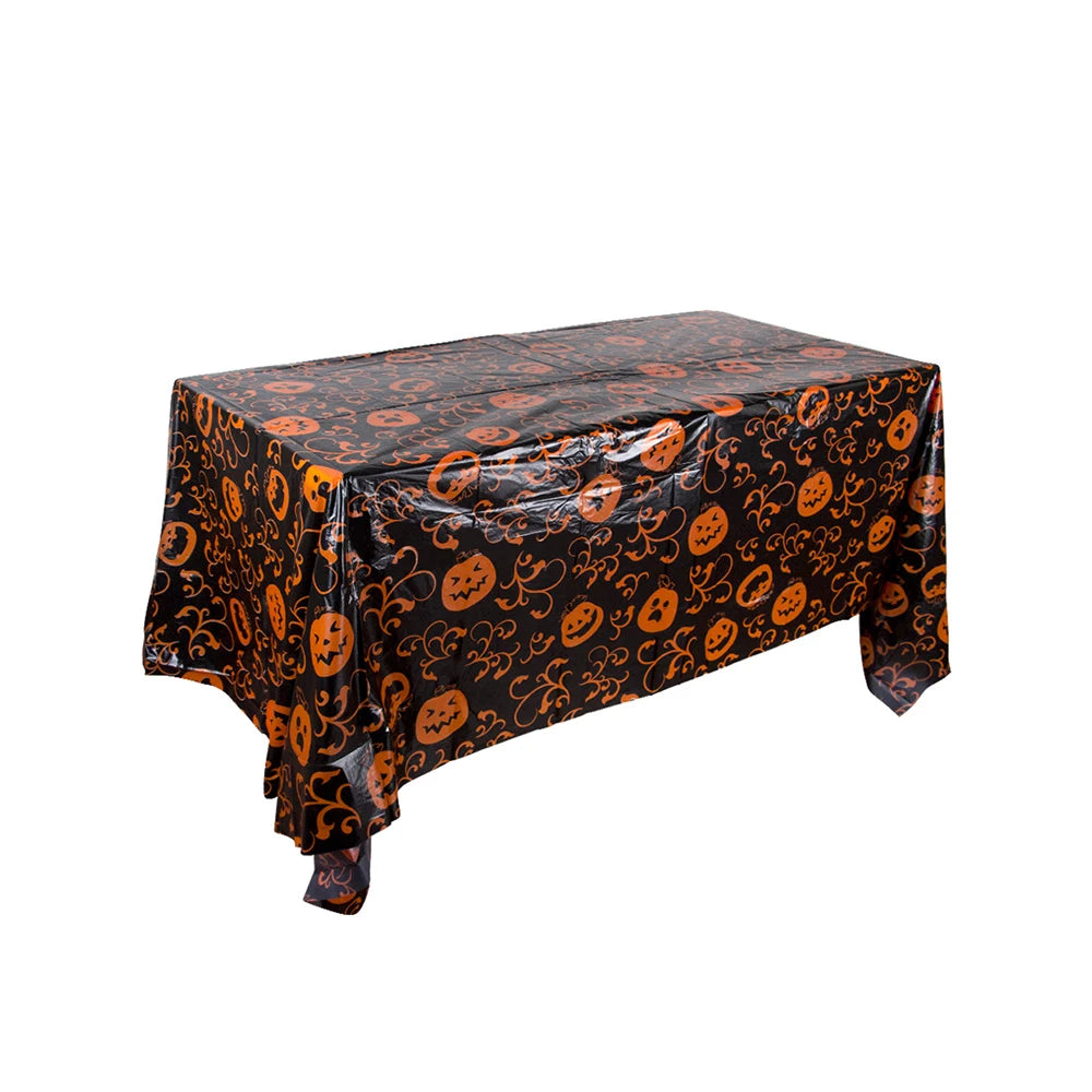 Halloween Tablecloth Disposable Plastic Pumpkin Spider Web Bat Cover