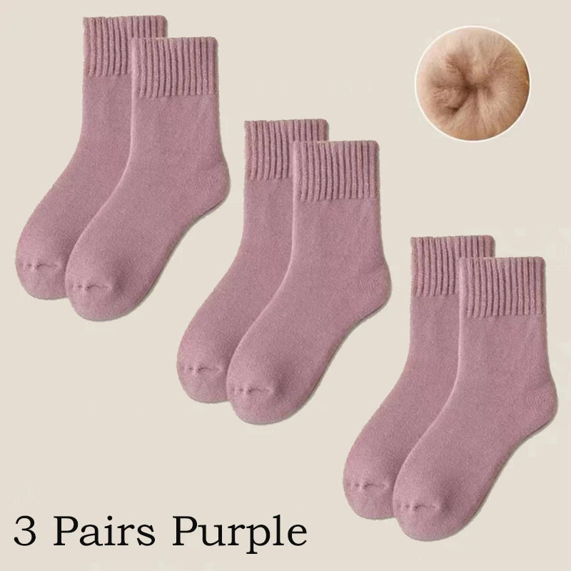 Women's Winter Socks Thick Wool Cashmere Warm 3-Pack