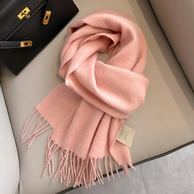 Wool Winter Scarf – 100% Wool Warm Solid Color Wrap