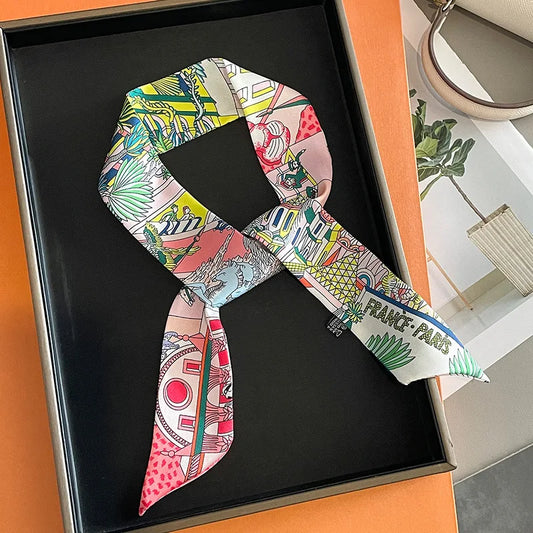 Women's Scarf Headband – Narrow Printed Hair & Bag Accessory