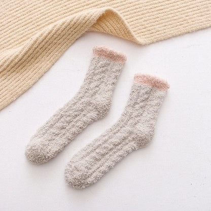 Women's Winter Socks Coral Velvet Warm Fuzzy Floor Socks 2-Pair