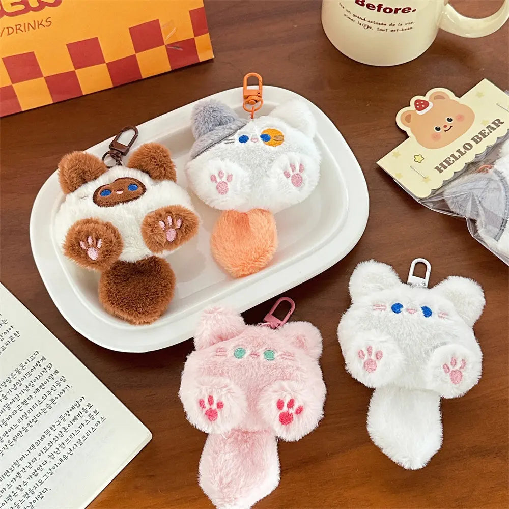 Cat Plush Keychain  Cute Soft Cat Bag Charm Pendant