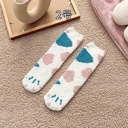 Women's Winter Socks Coral Velvet Warm Fuzzy Floor Socks 2-Pair