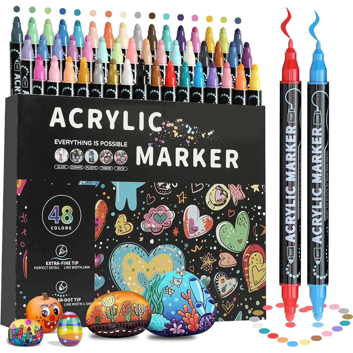 Acrylic Paint Pens  Dual Tip Markers for Crafts & Painting