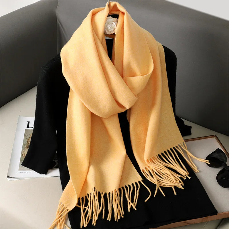 Women's Winter Scarf Warm Long Pashmina Shawl with Tassels