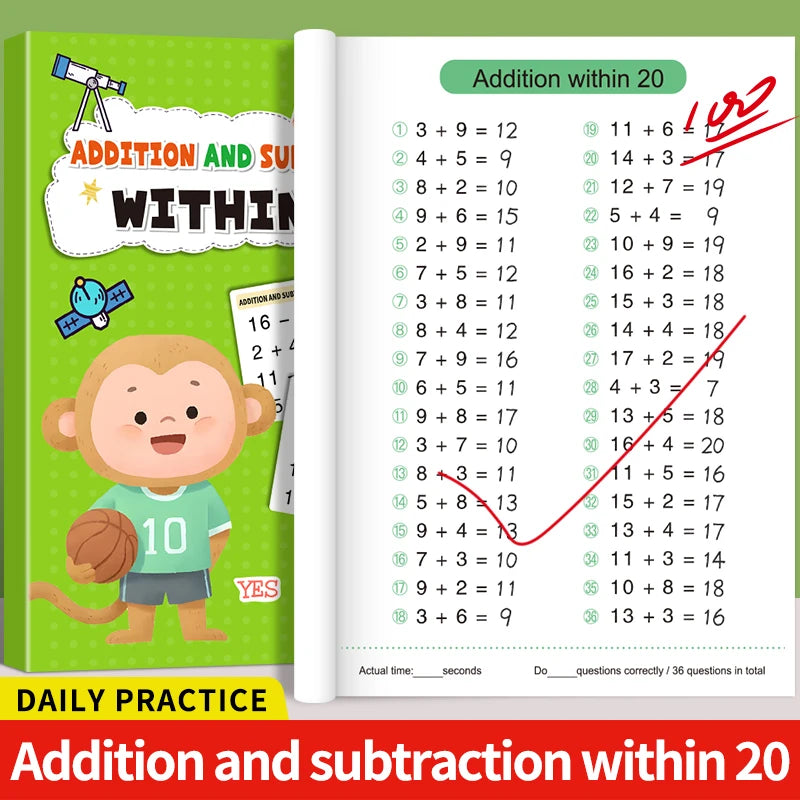 Math Workbook for Kids Addition & Subtraction Practice