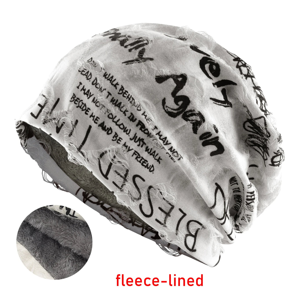Knit Beanie Unisex Letter Print Warm Winter Hat