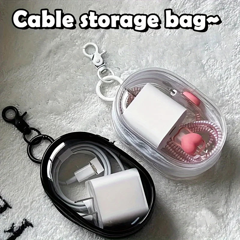 Mini Zipper Storage Bag – Clear Organizer for Earphones & Chargers